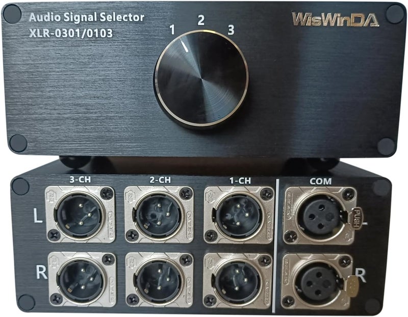 WisWinDa 1-IN-3-OUT XLR Pro Audio Switch Balanced Audio Converter 3 Channel HiFi Stereo Passive Audio Selector Switcher Box No Loss Switching Aluminum Shell Quality XLR Connector (1-IN-3-OUT) - Image 1